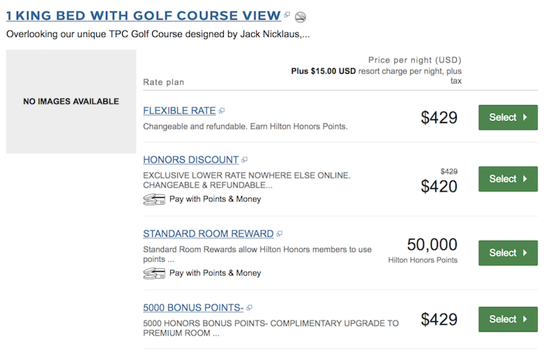 $429 or 50,000 points - Standard everything.