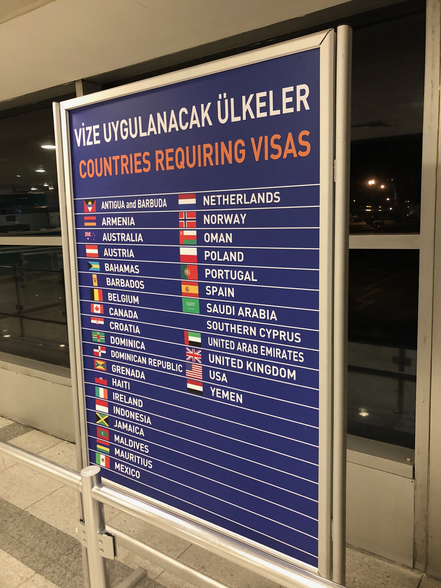 a sign with flags on it