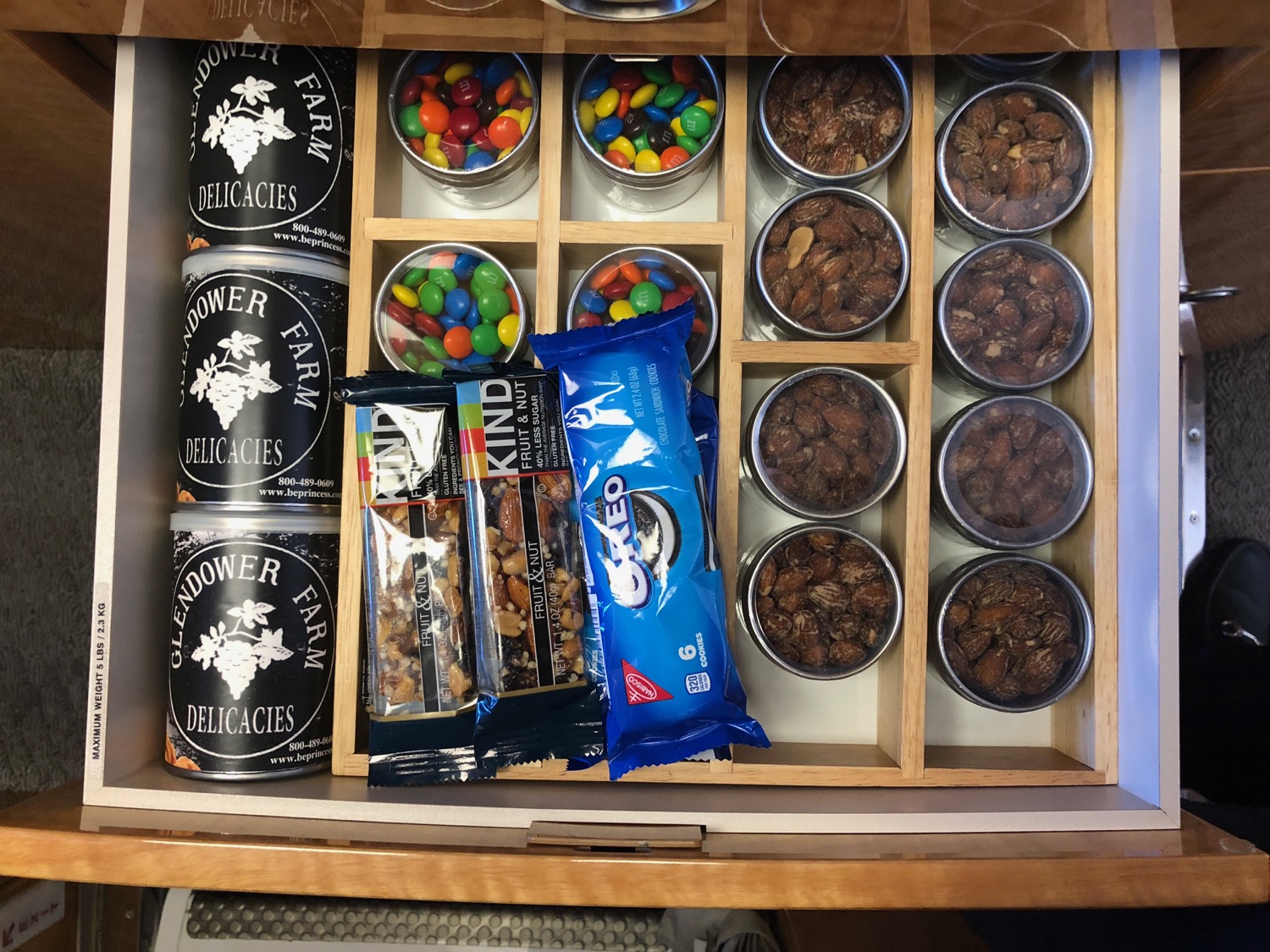 a drawer full of different kinds of food