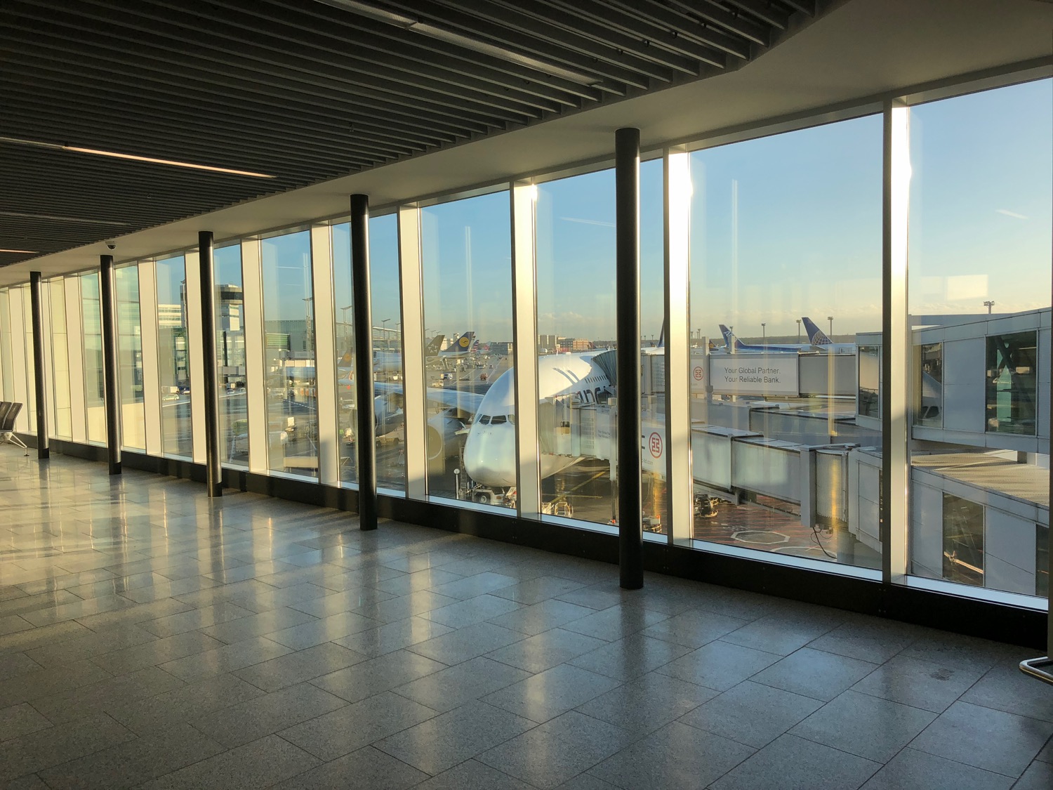 a large glass windows in an airport