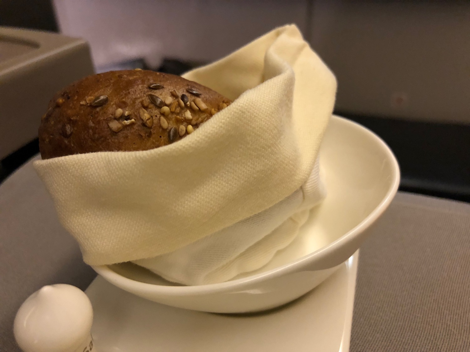 a bread in a white bowl