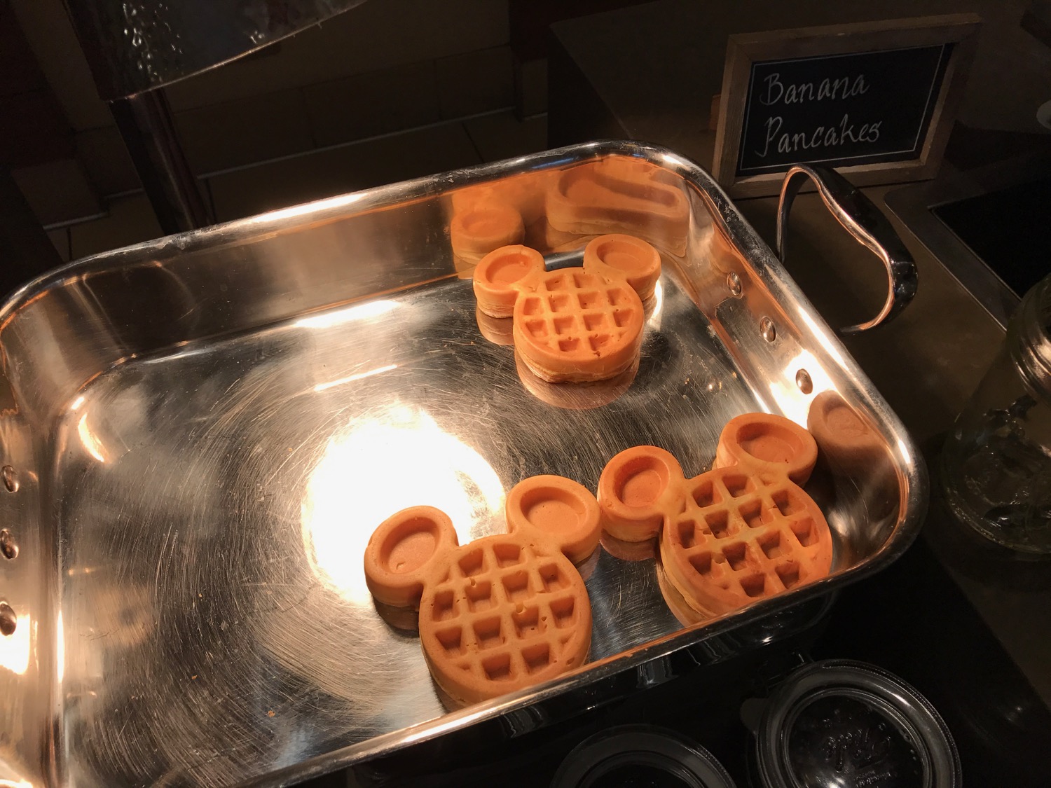 a pan of waffles on a table