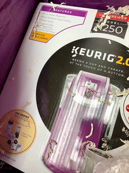 A full-sized Keurig 2.0 - also in purple.