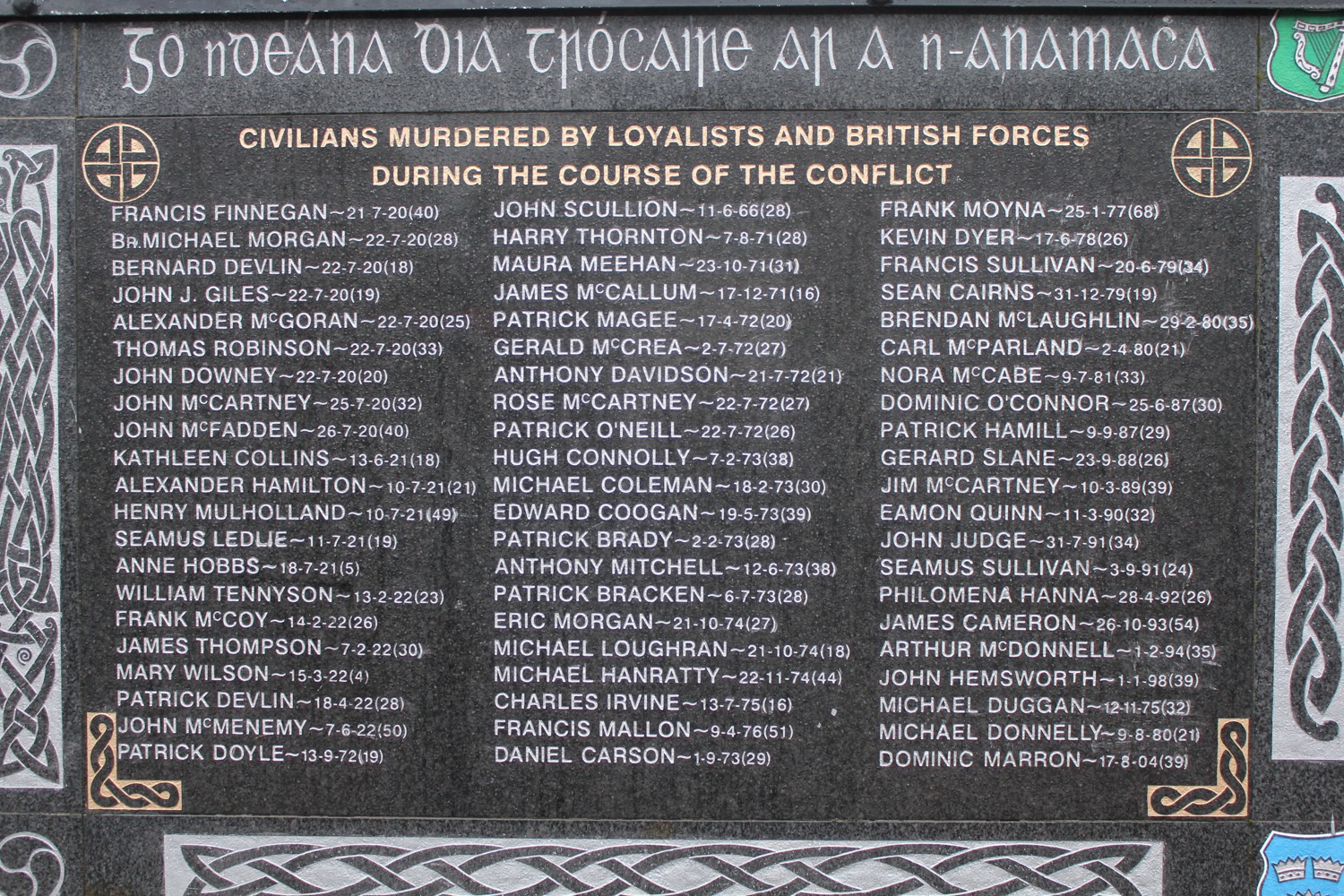 a black plaque with white text