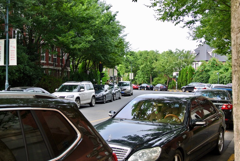 Instead of barren streets, expensive cars occupied every spot. 