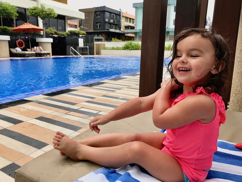 Lucy enjoyed the pool cabana