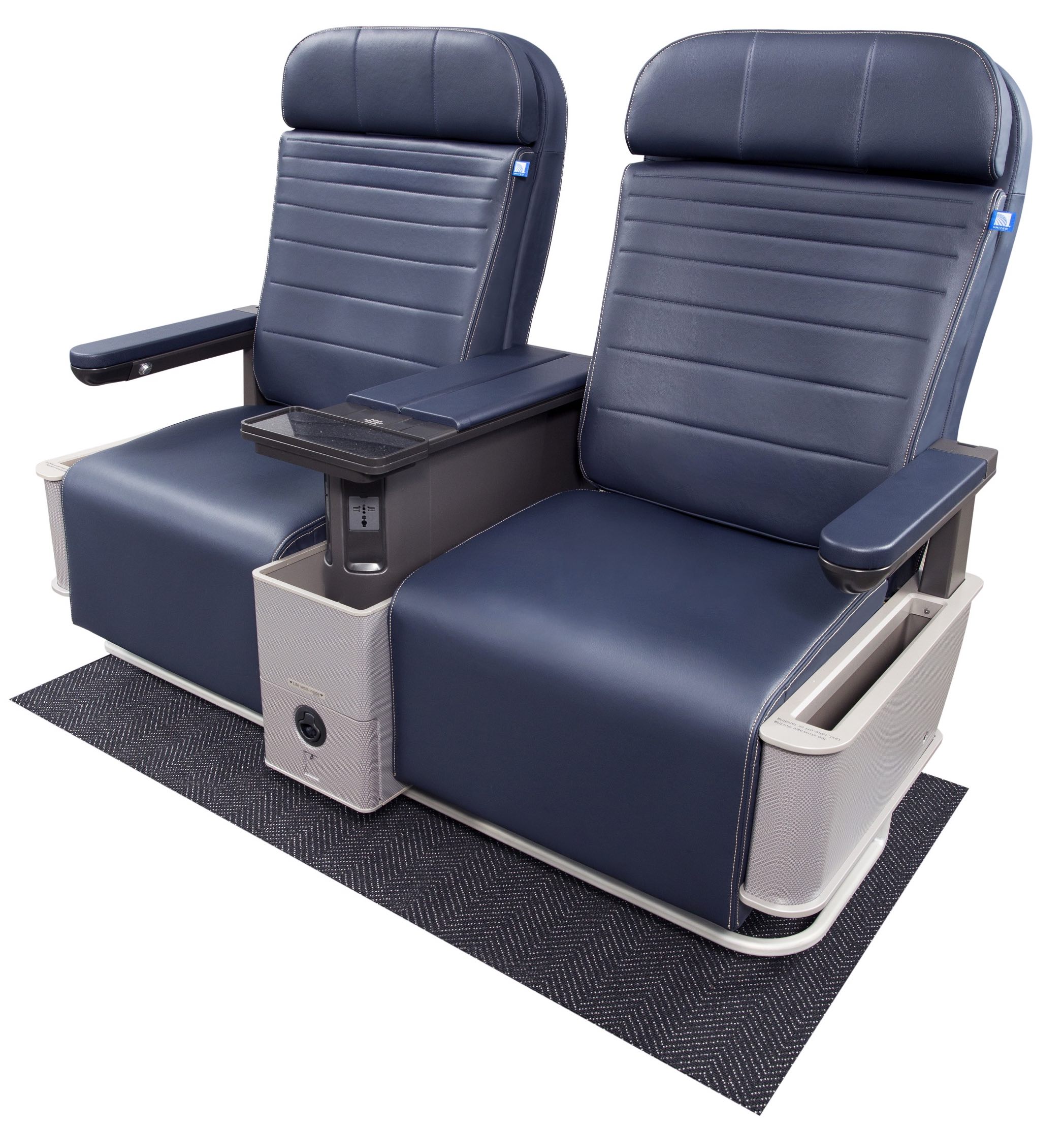 a pair of blue seats