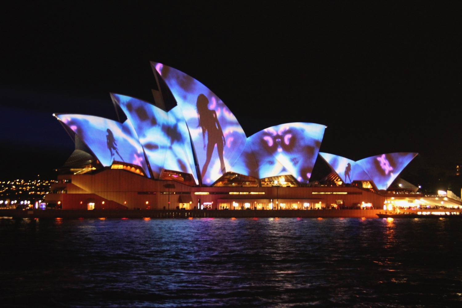 Sydney Opera House with lights on the roof