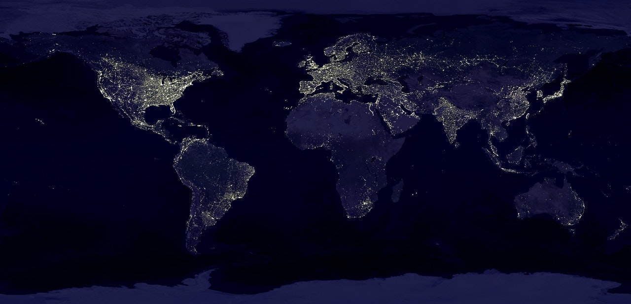 a map of the world at night