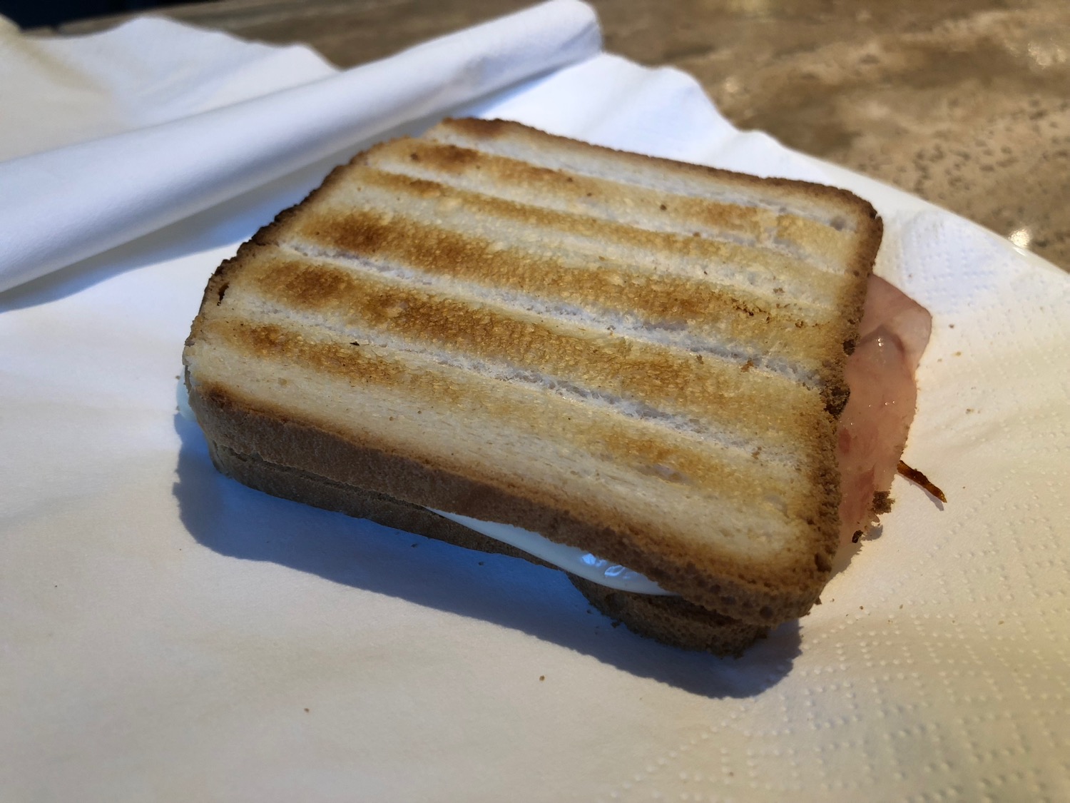 a sandwich on a napkin