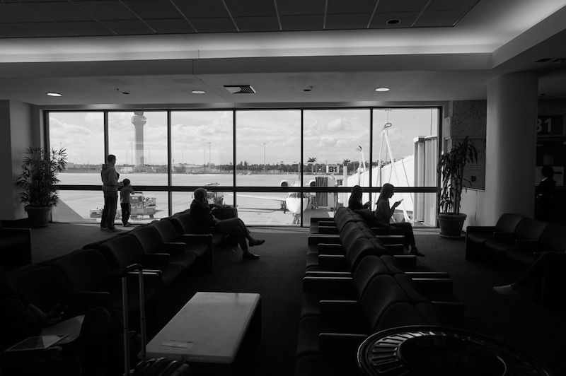 The return flight to Pittsburgh waits to board.