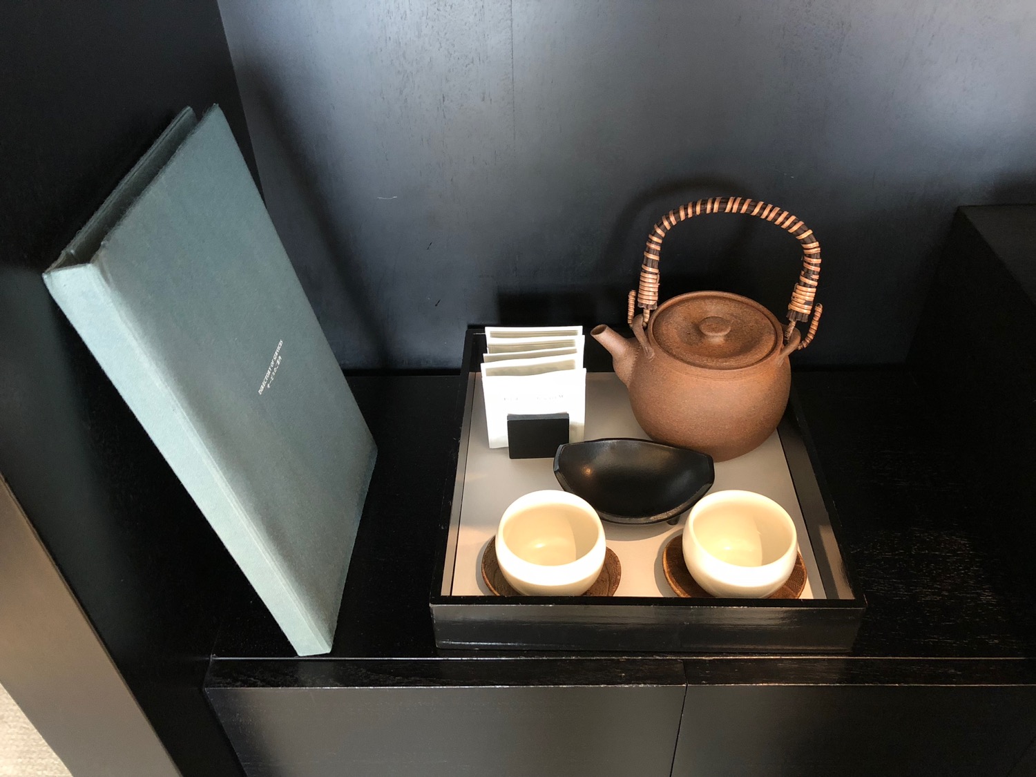 a tea set on a tray