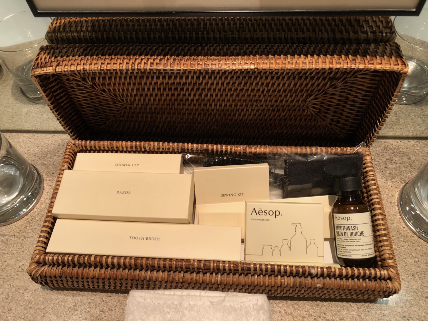 a basket with a box of products