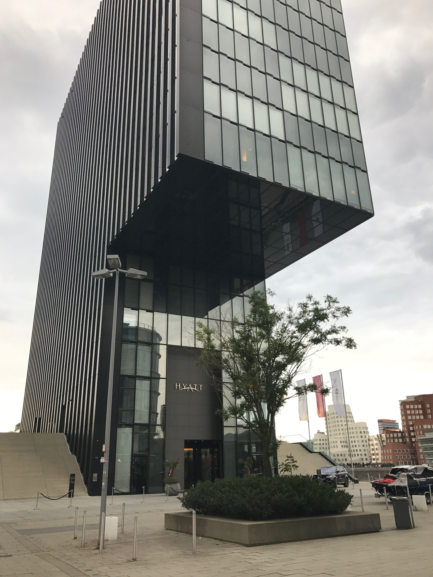 a building with a glass tower