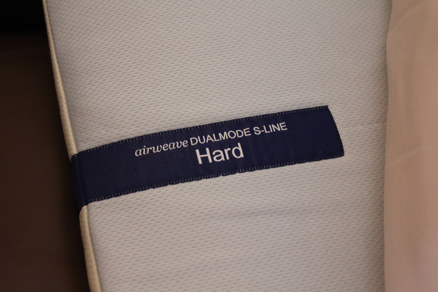 a label on a fabric surface