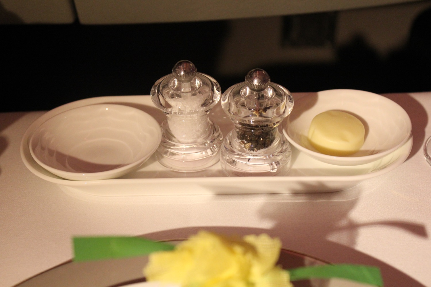 salt and pepper shakers on a tray