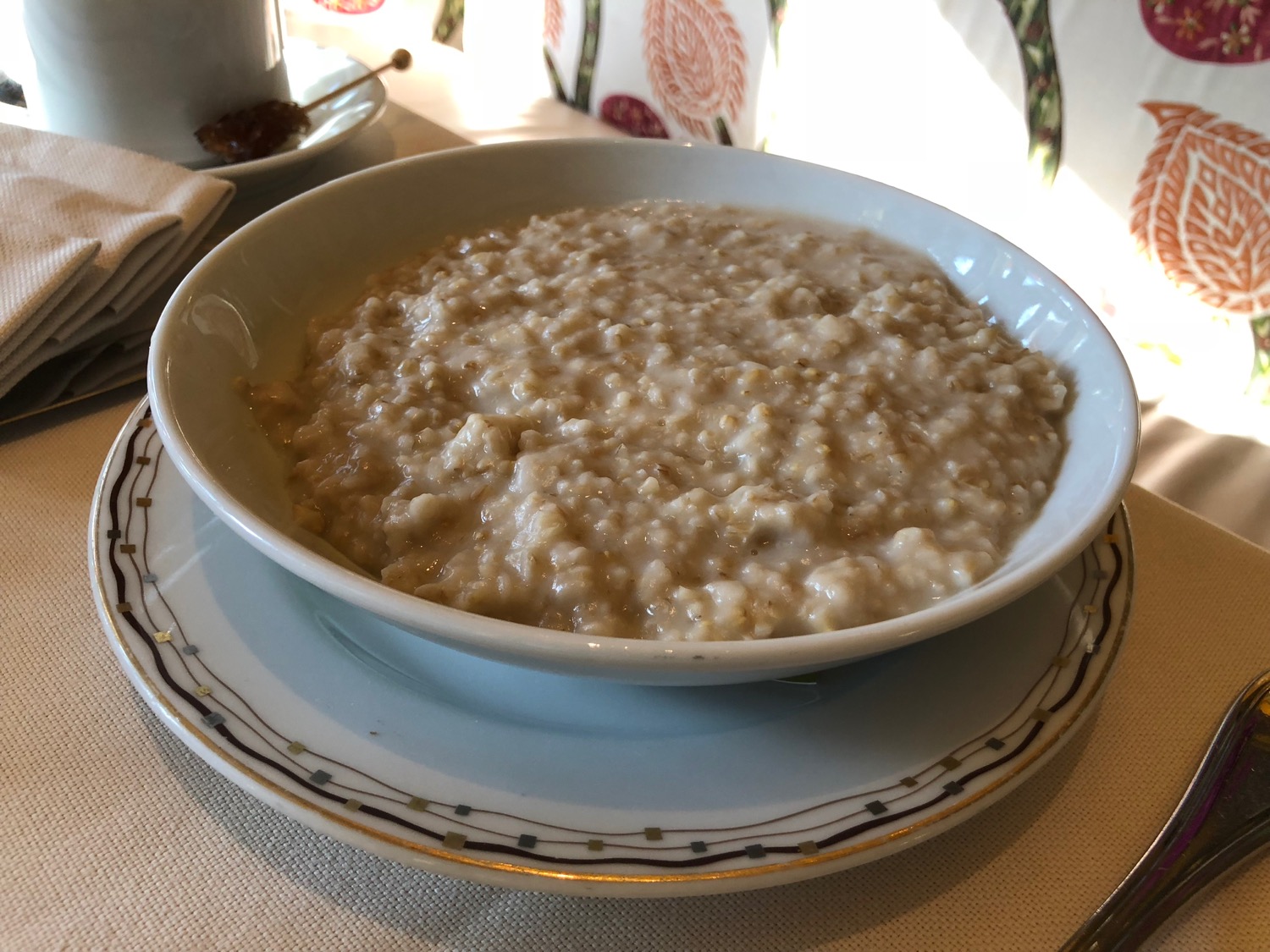 a bowl of oatmeal on a plate
