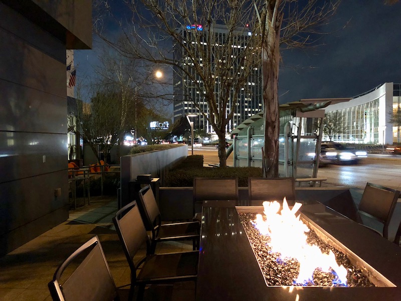 We should be spending family time around a campfire, not this little blaze at the Aloft Houston Galleria.