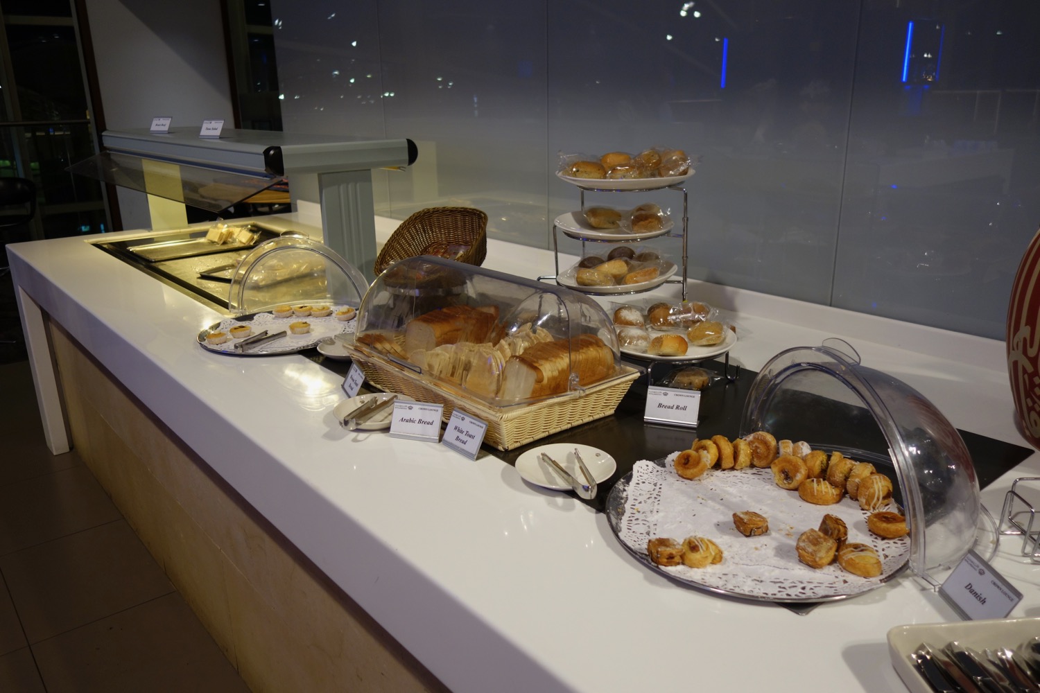a counter with pastries and pastries