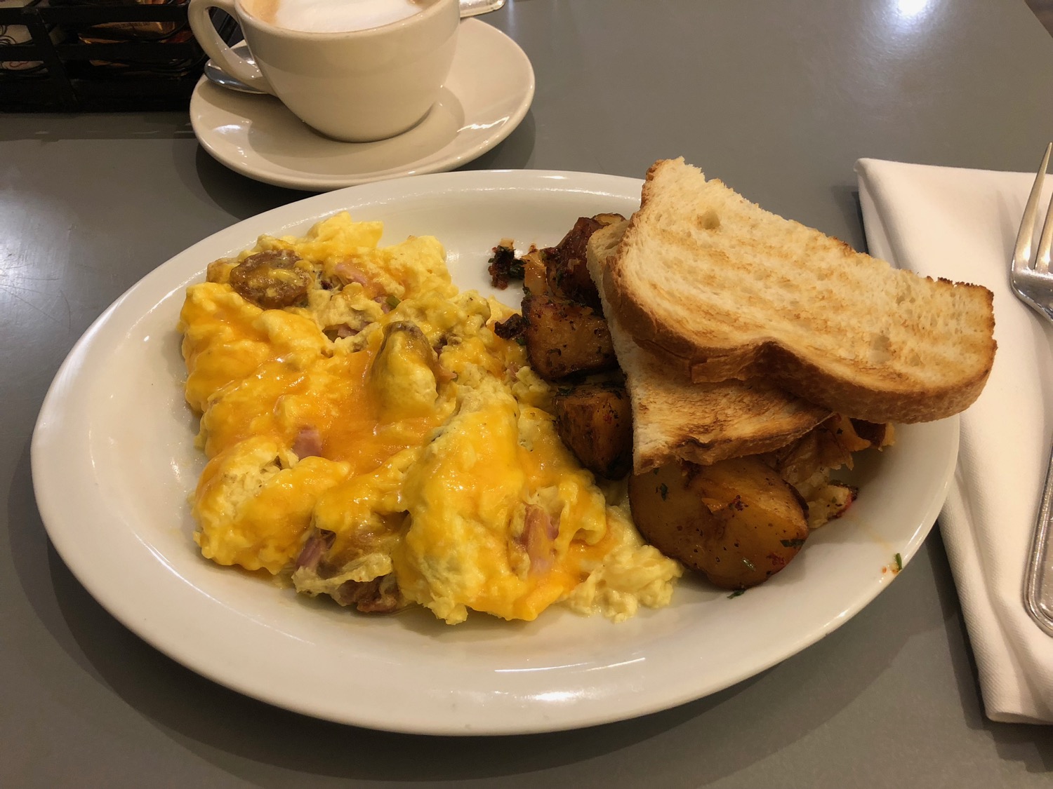 a plate of eggs and toast