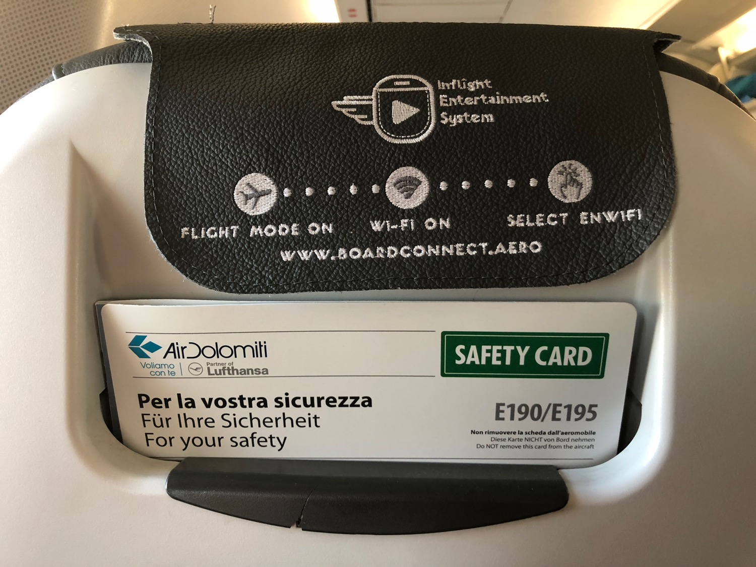 a safety card on a plane