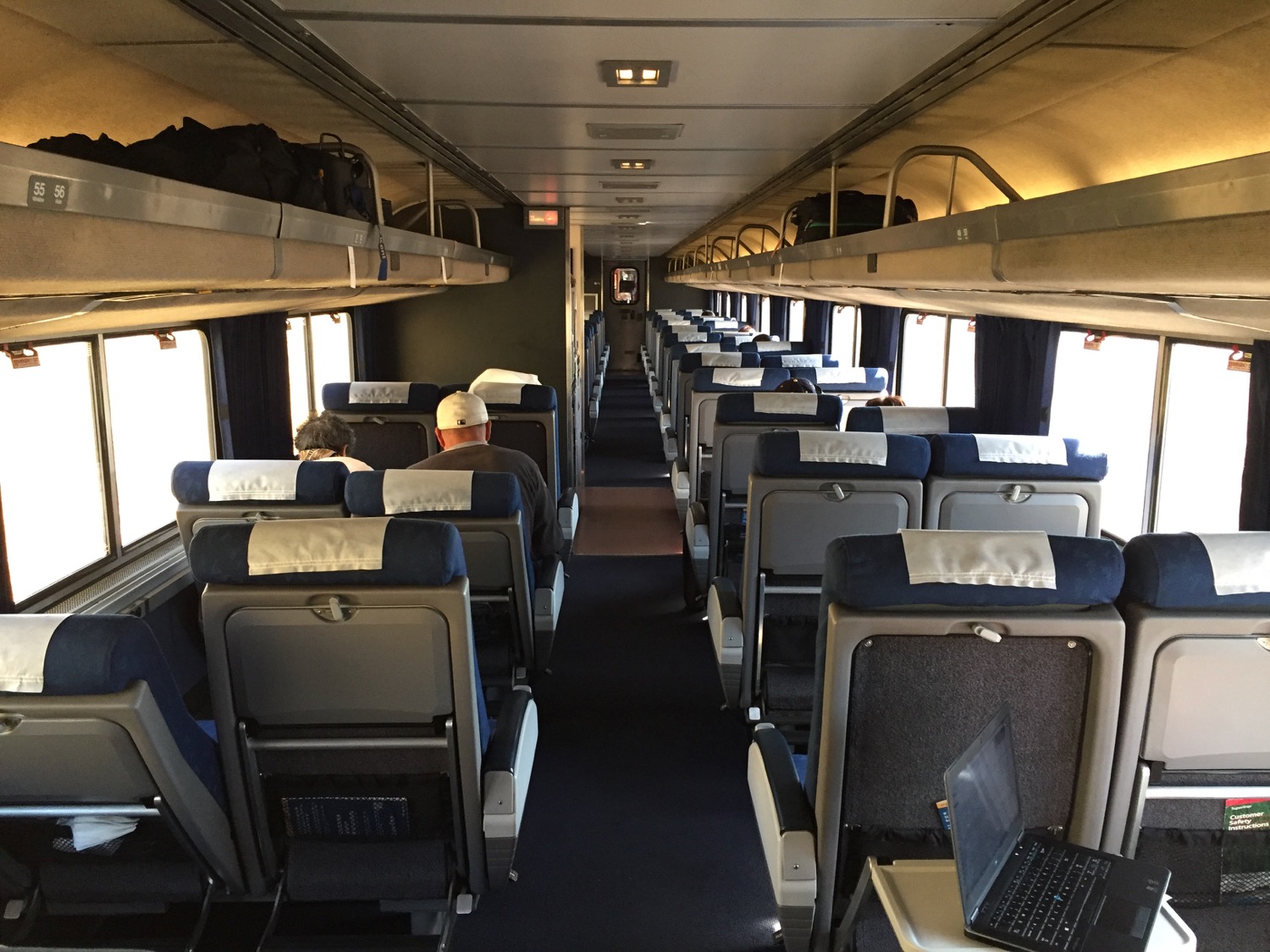 a train with a laptop on the back