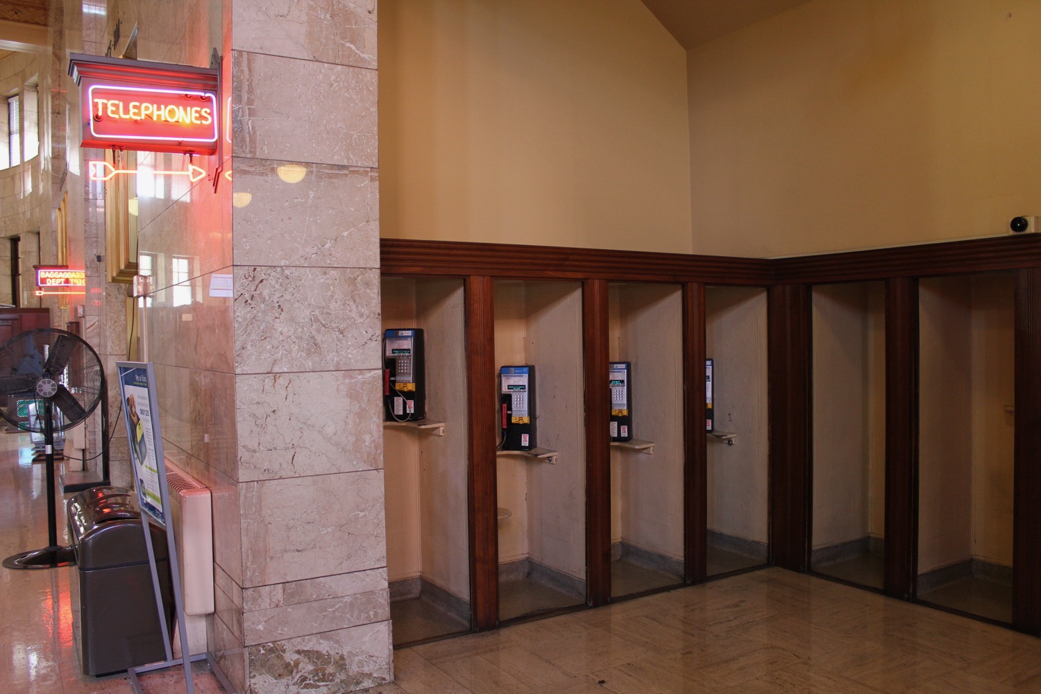 a phone booths in a building