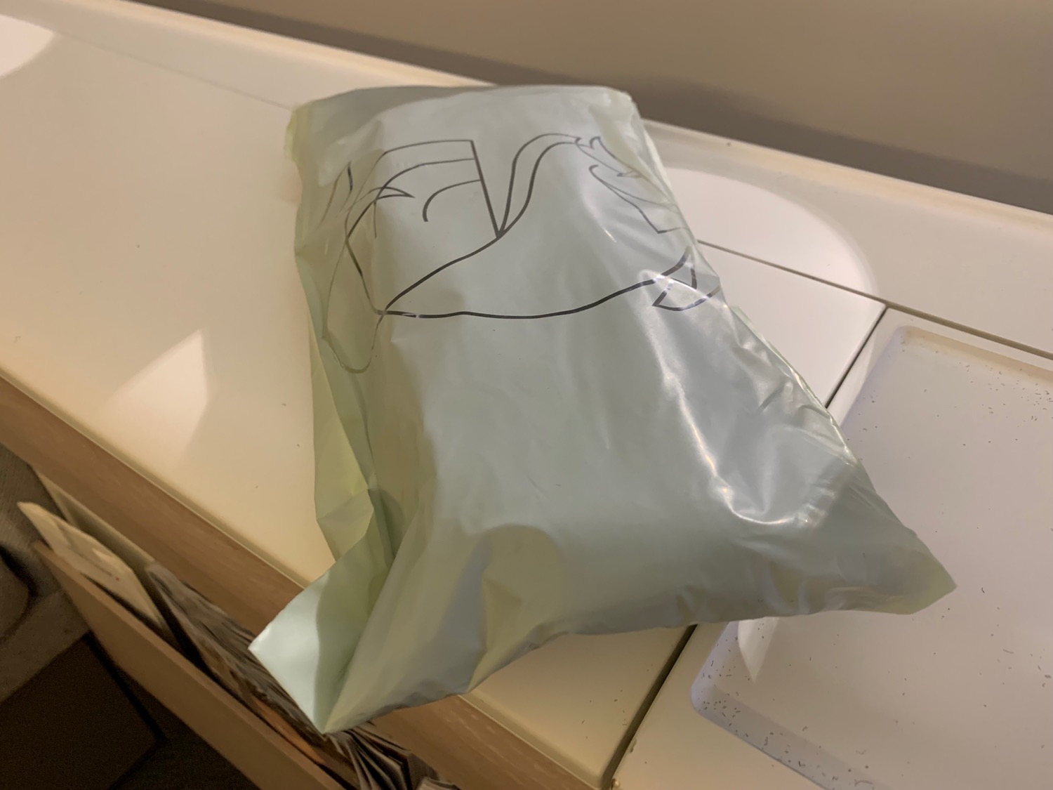 a plastic bag with a drawing on it