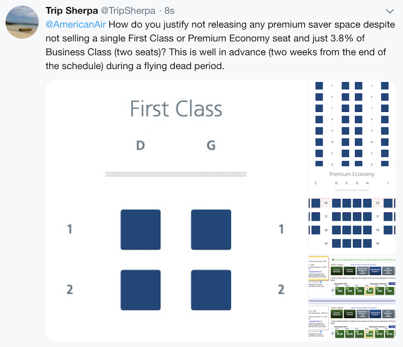 Tweet to AmericanAir hoping for clarification