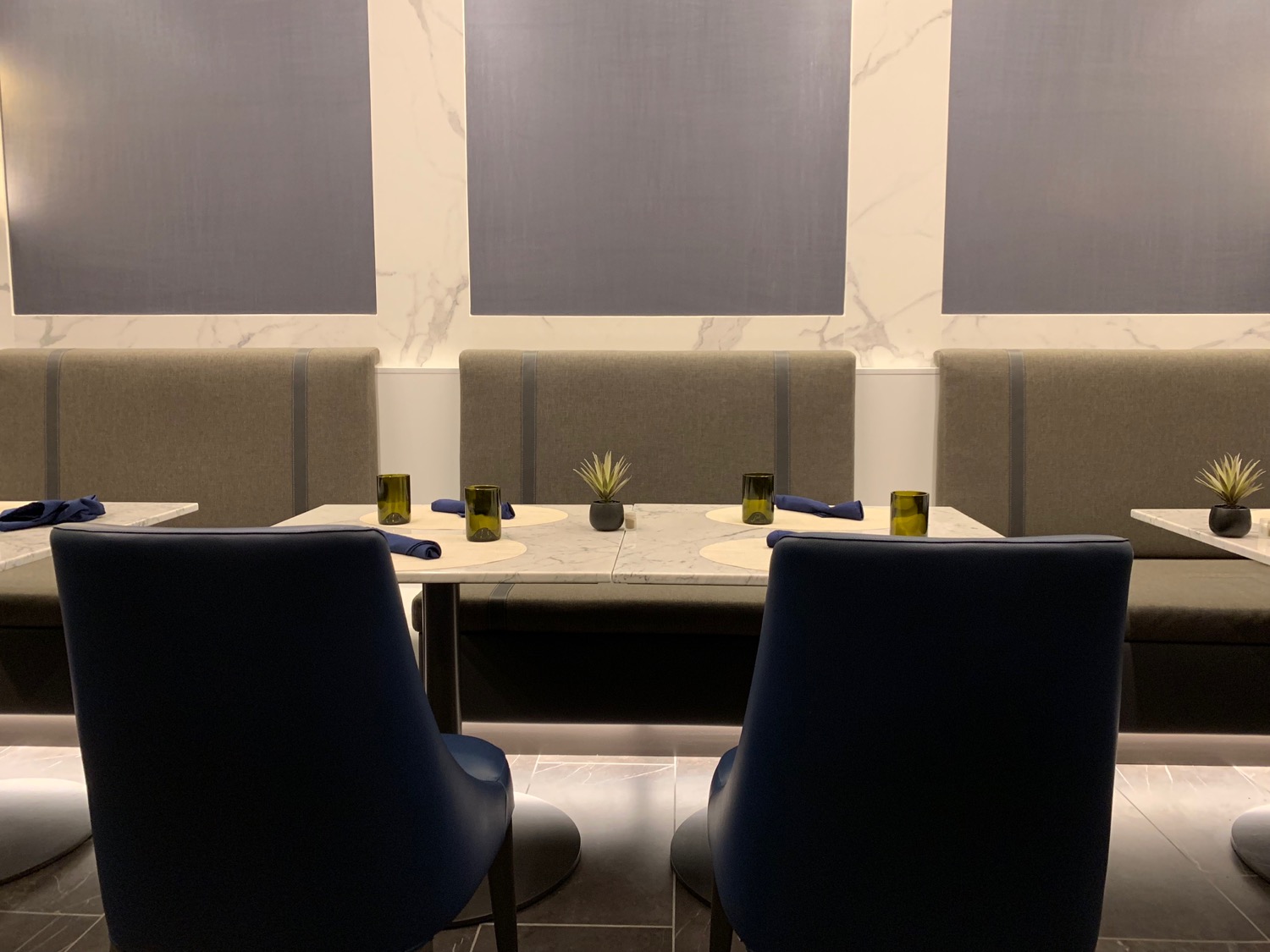 a table with chairs and a plant on it