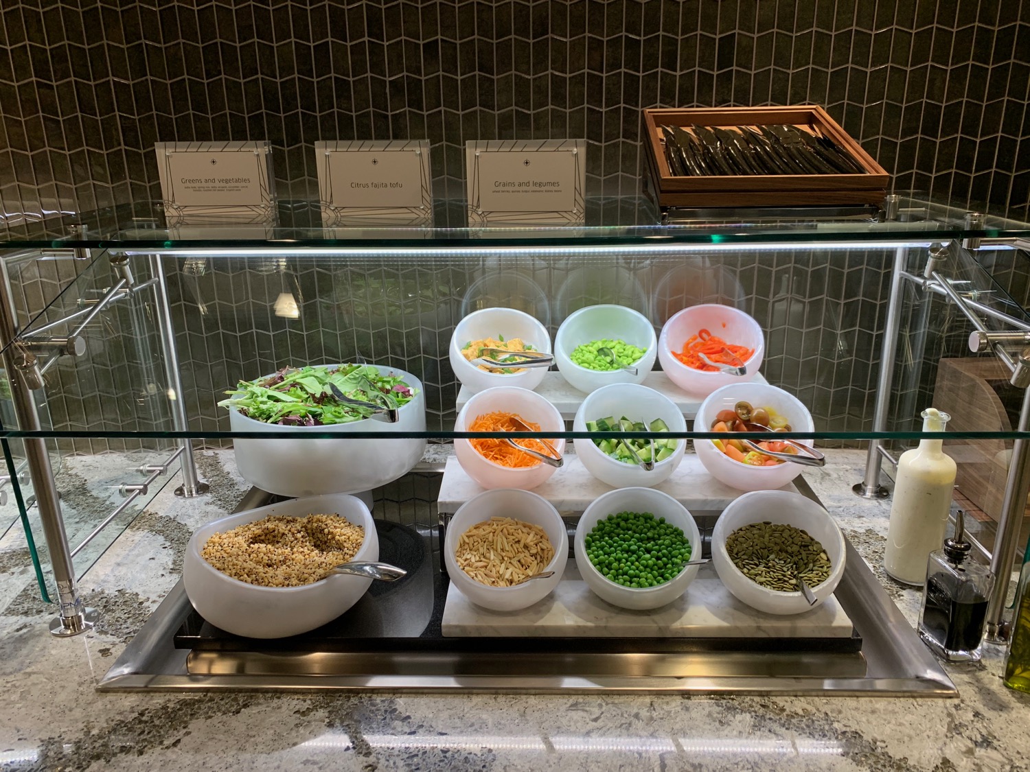 a display of food in bowls