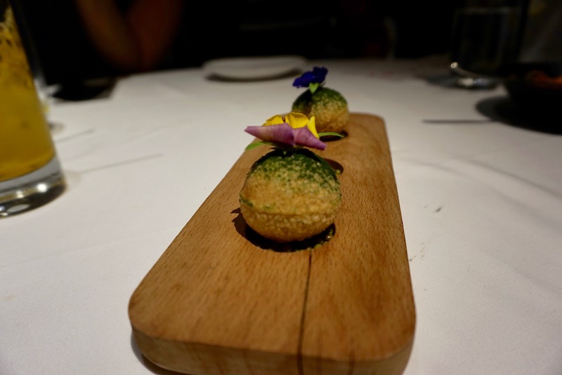 food on a wooden board