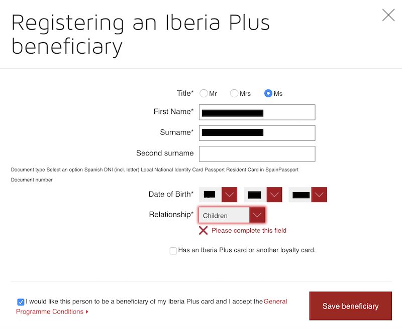 Iberia beneficiary website issues