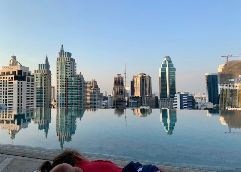 Beautiful city views while napping poolside at the Park Hyatt