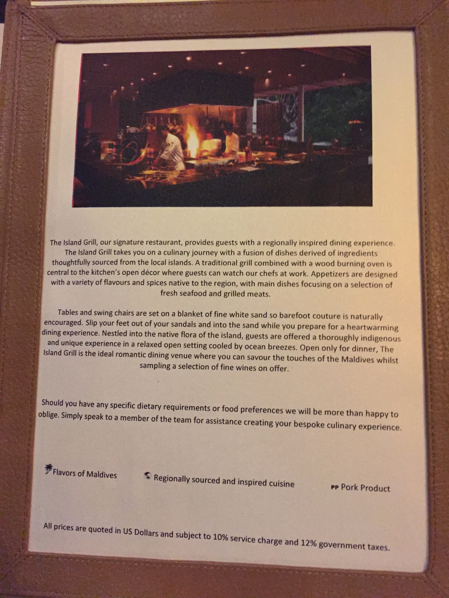 a menu with a picture of a chef cooking