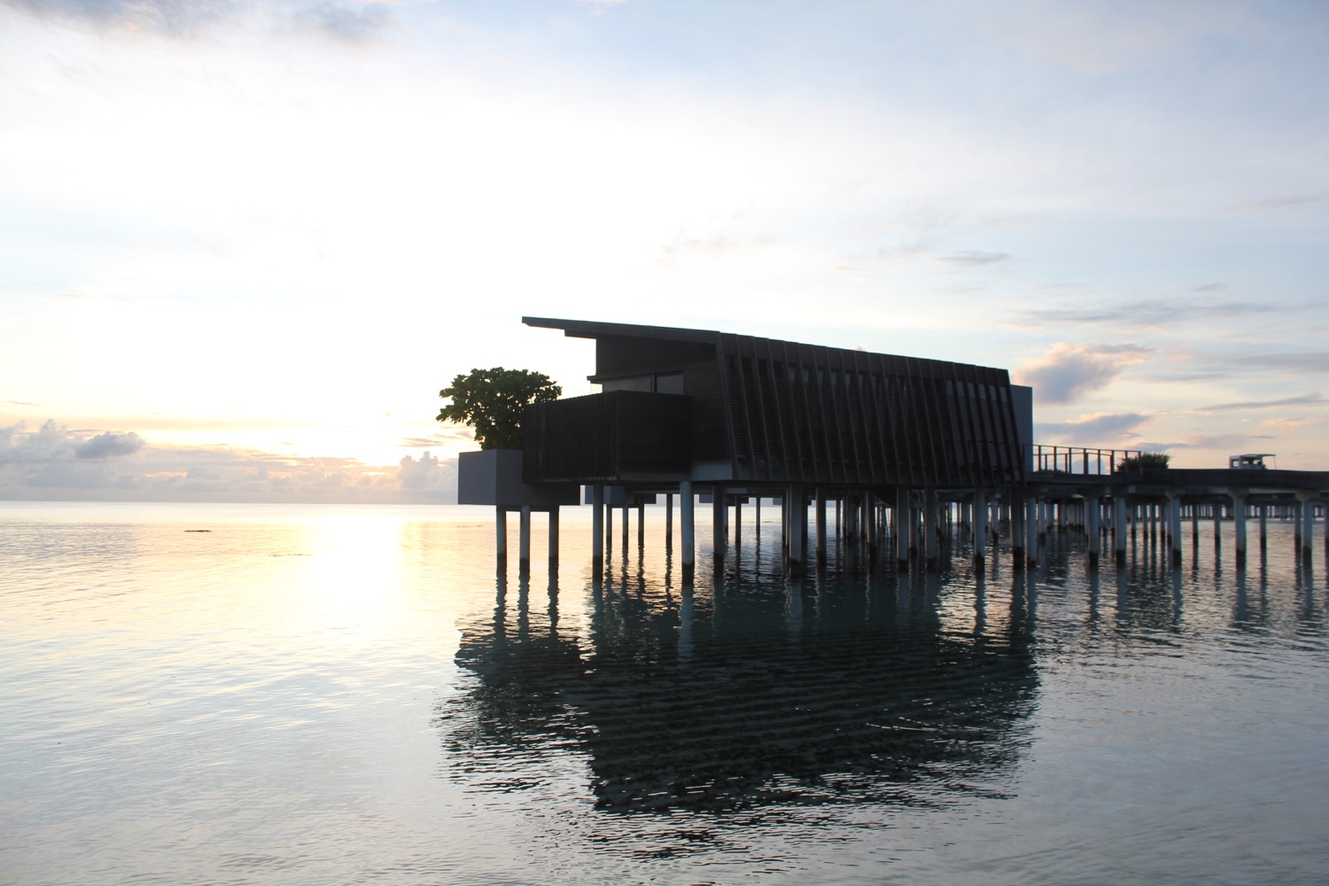 a building on stilts in water