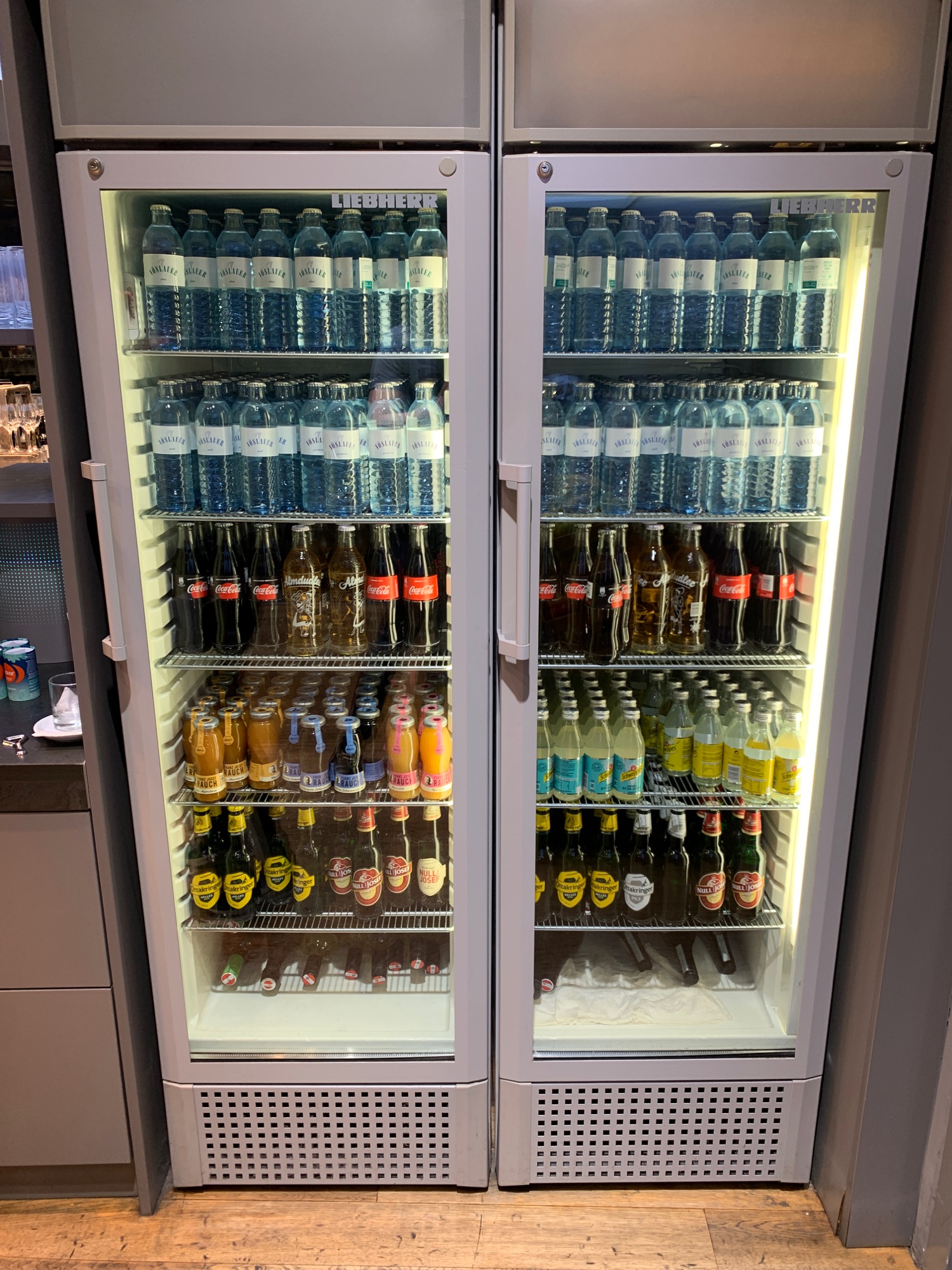 a refrigerator full of drinks