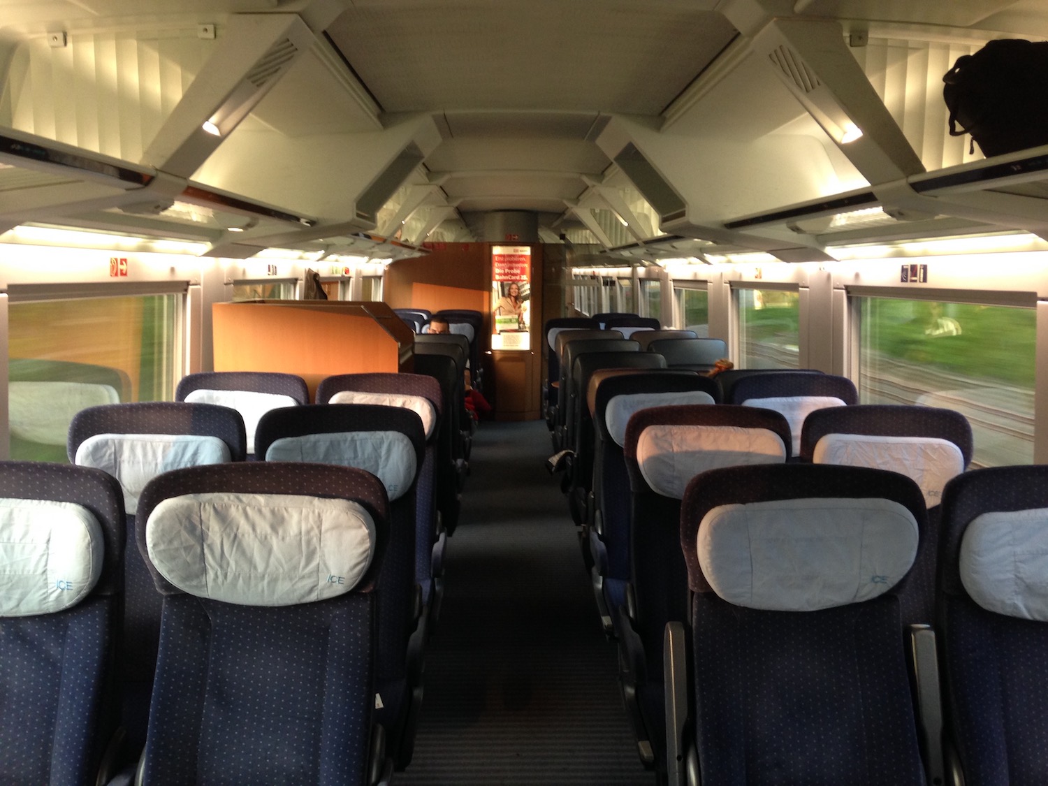 a train with seats and windows