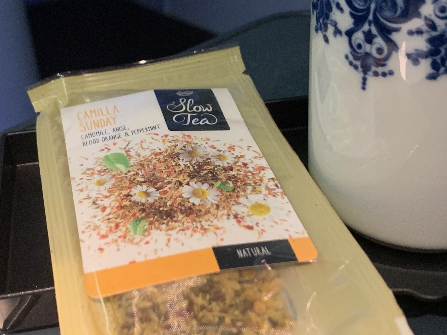 a package of tea on a table