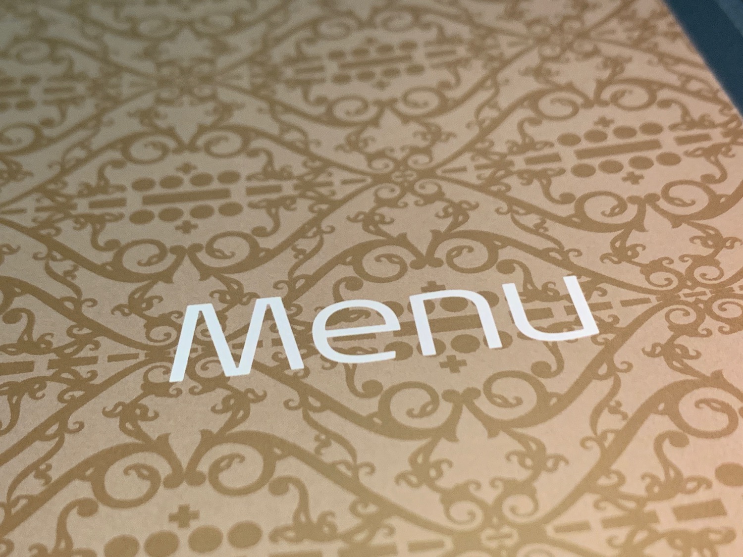 a menu with a pattern