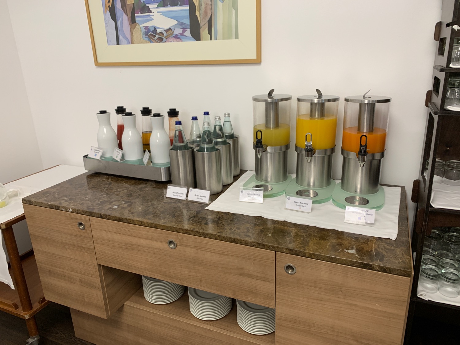 a group of drinks on a counter