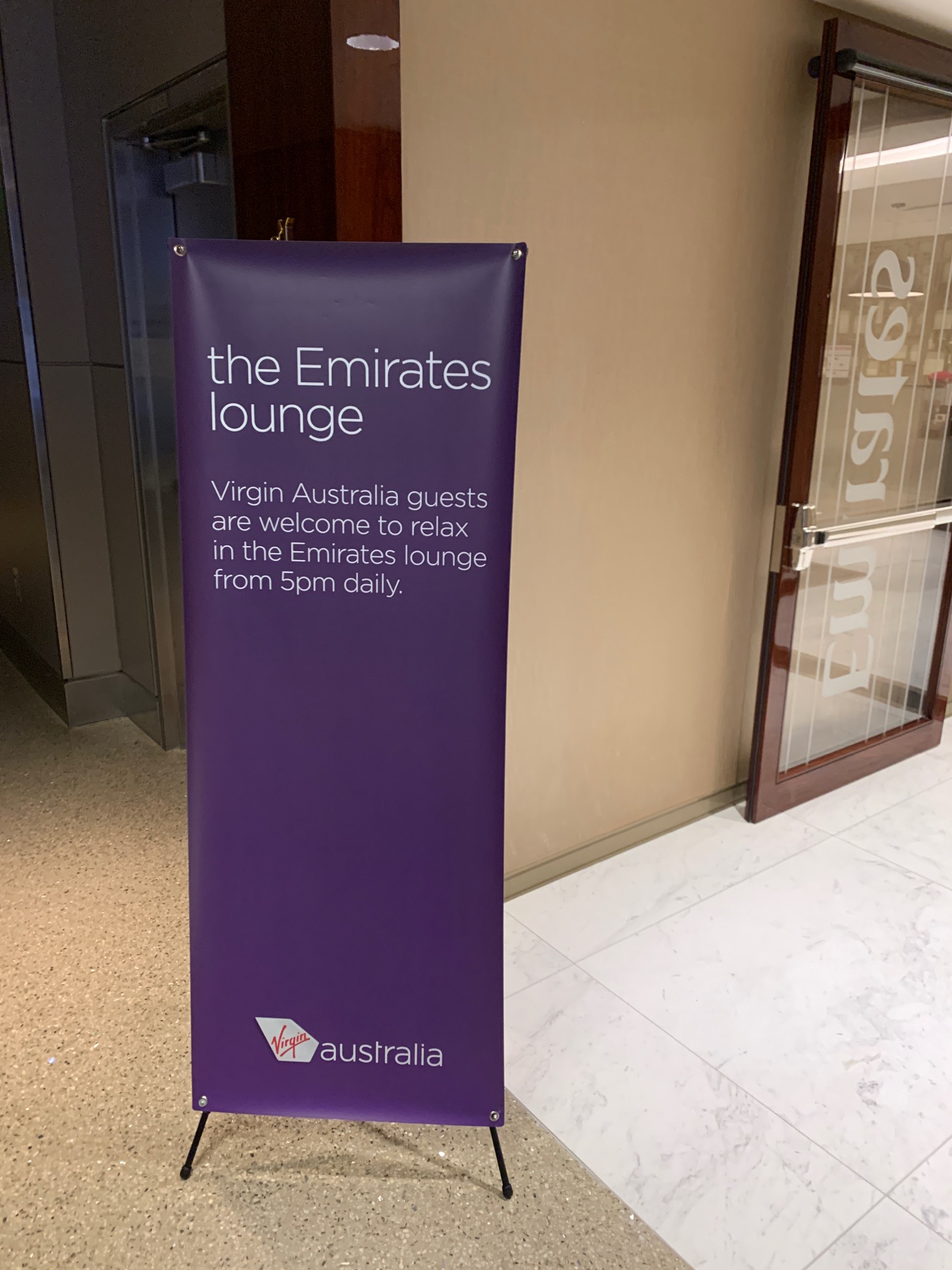 a purple banner in a room