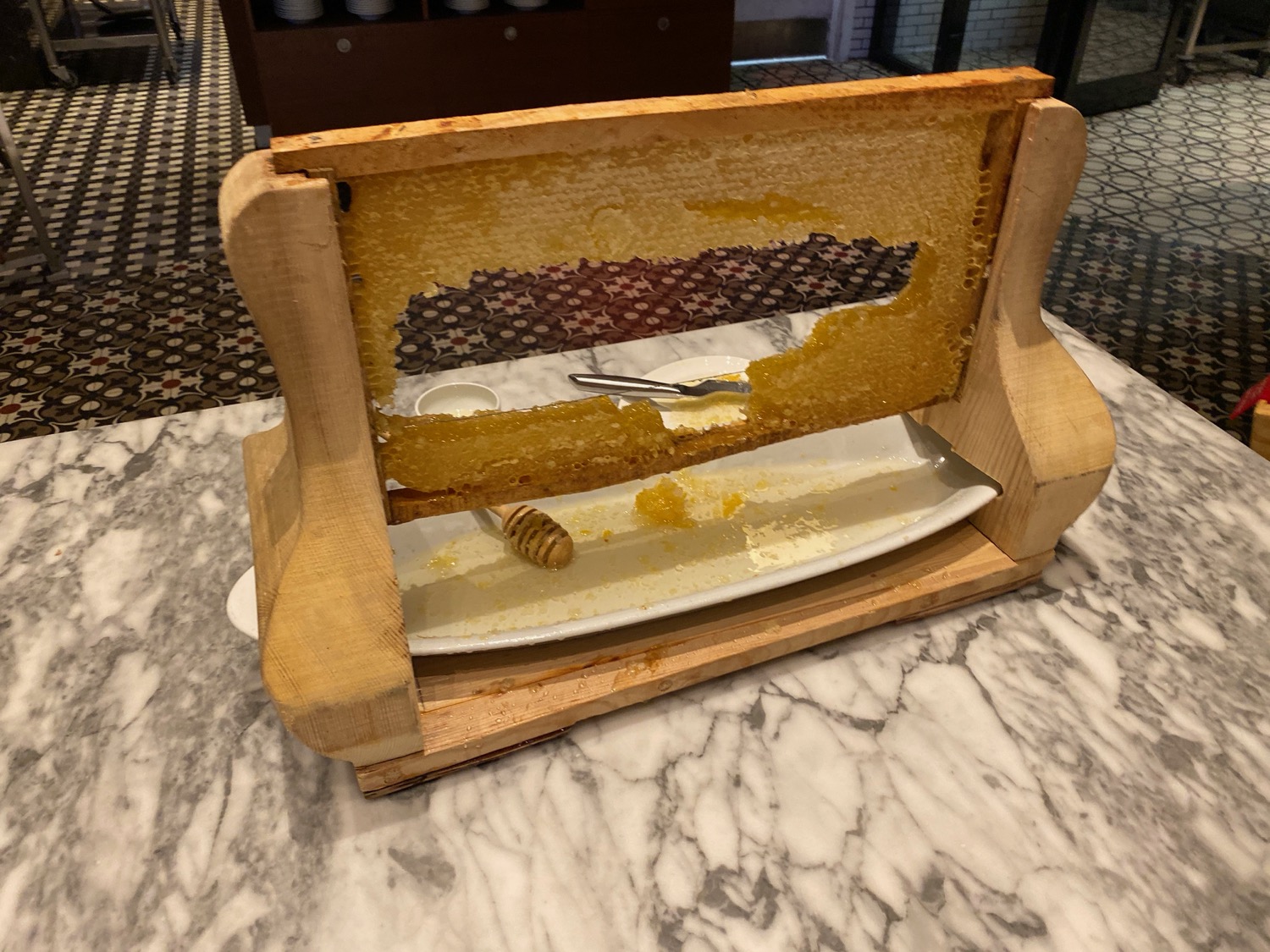 a honeycomb on a plate