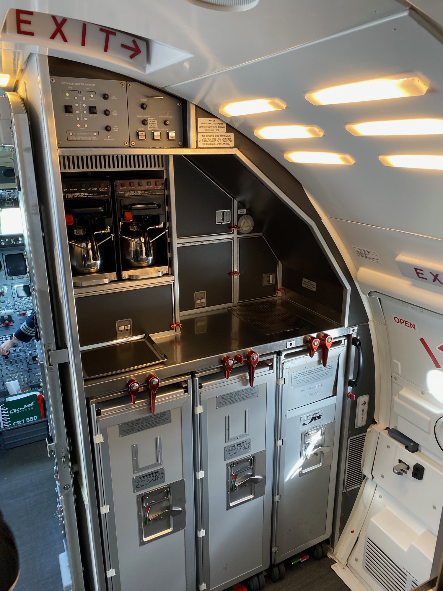 a kitchen in an airplane