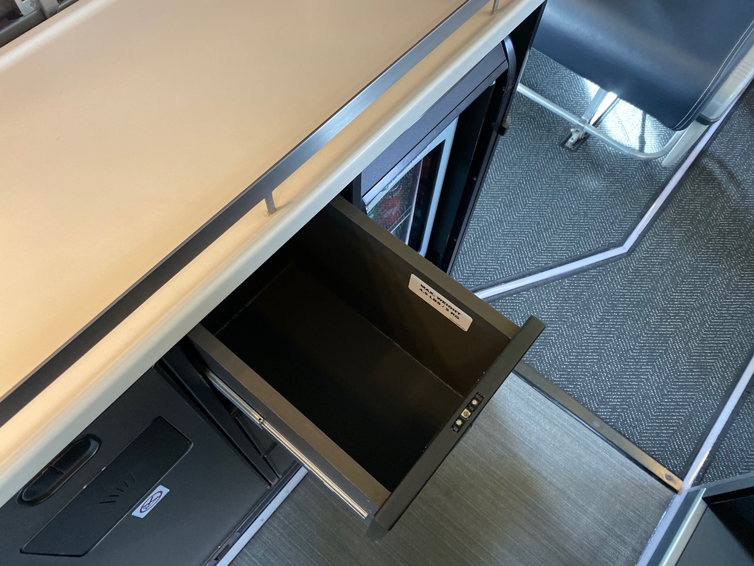 a open drawer in a desk