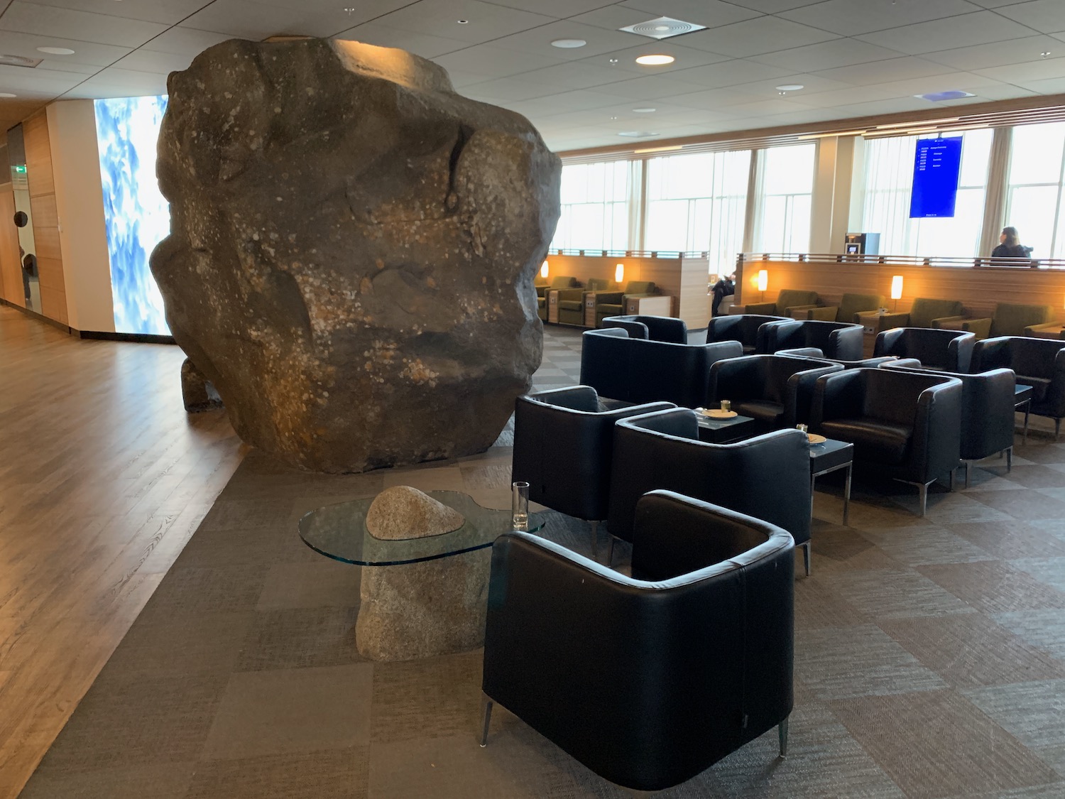 a large rock in a room