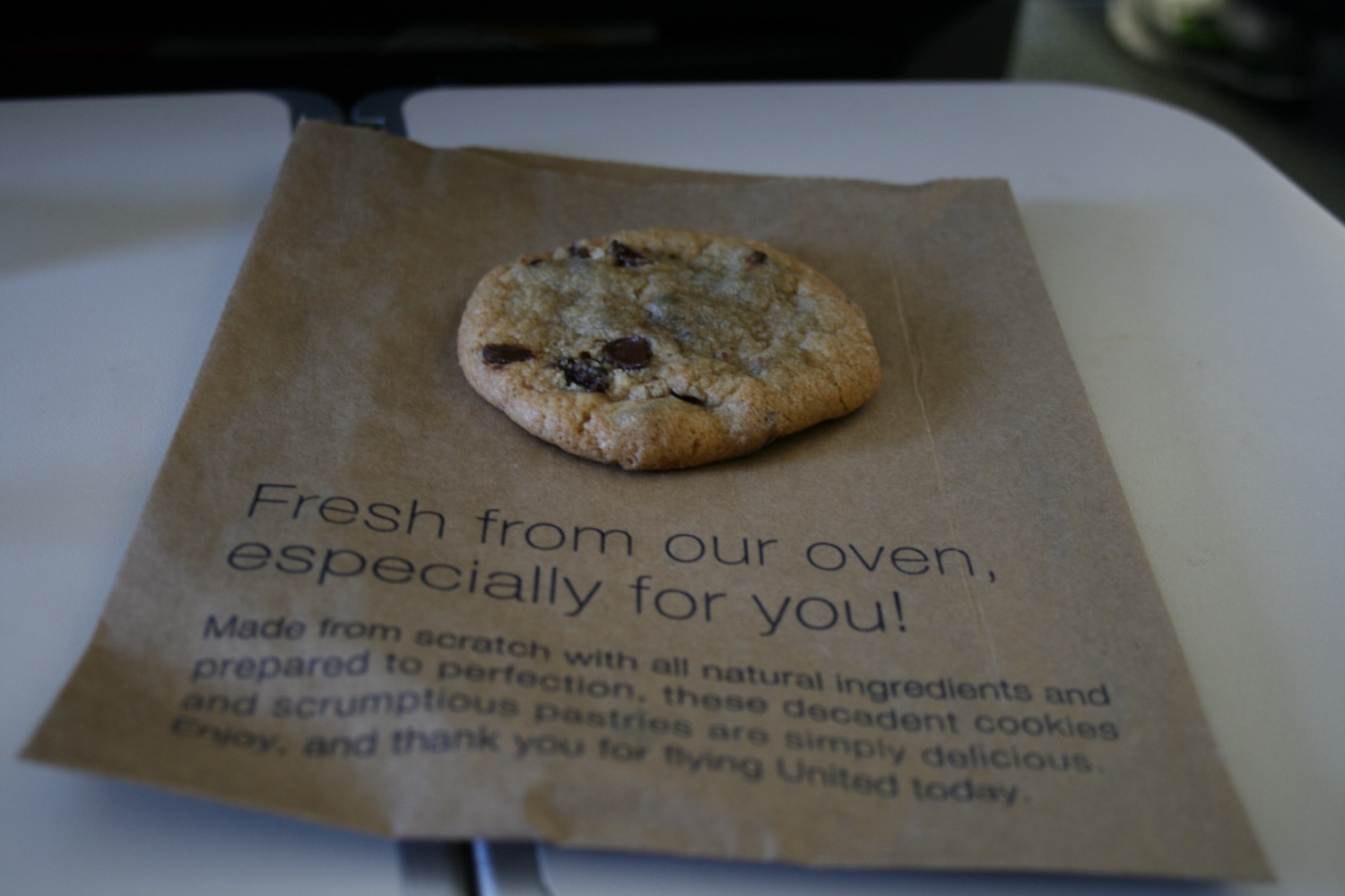 a cookie on a brown paper