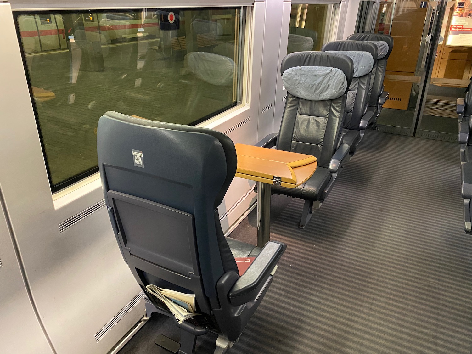 a row of chairs in a train