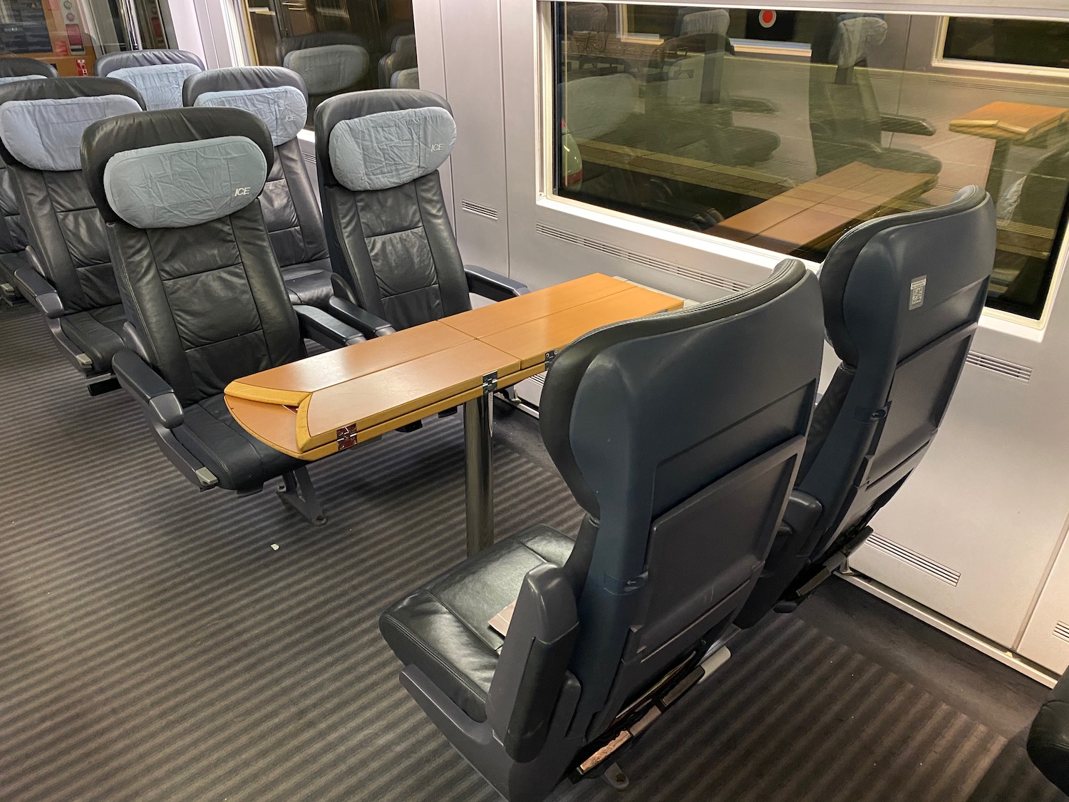 a table in a train