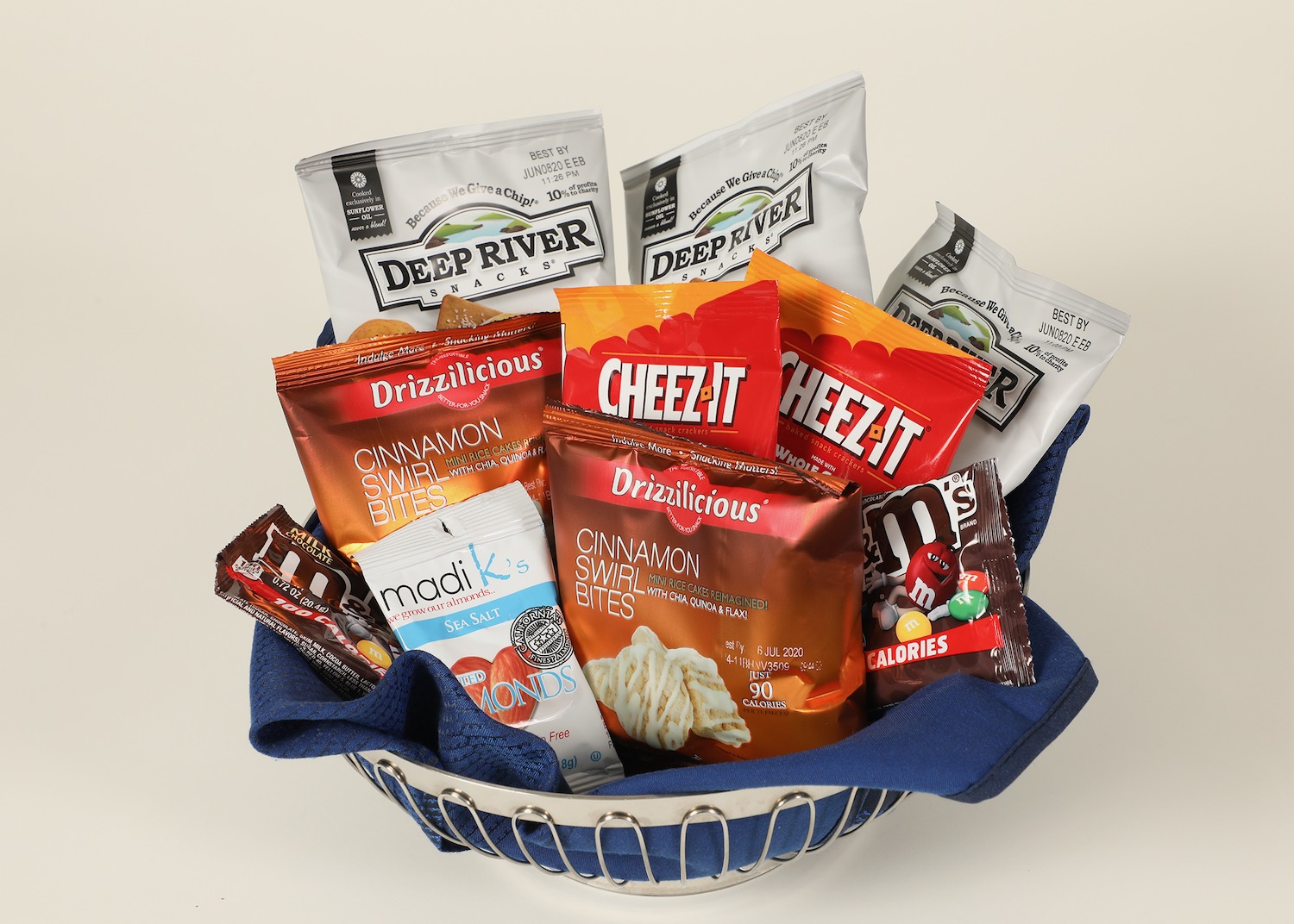 a basket of snacks in a bowl